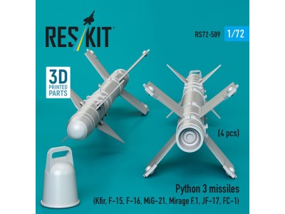 Python 3 missiles (4 pcs) (Kfir, F-15, F-16, MiG-21, Mirage F.1, JF-17, FC-1) (3D Printed) 