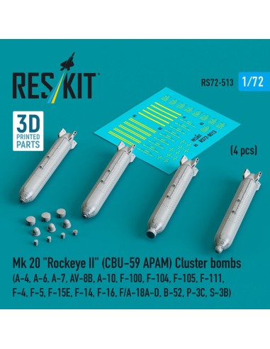 Mk 20 Rockeye II (CBU-59 APAM) Cluster bombs (A-4, A-6, A-7, AV-8B, A-10, F-100, F-104, F-105, F-111, F-4, F-5, F-15E, F-14, F-1