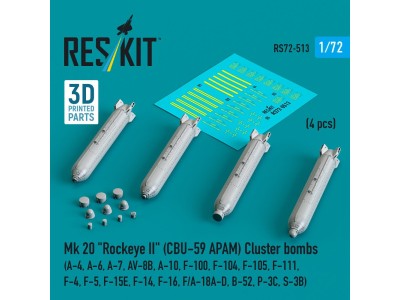Mk 20 Rockeye II (CBU-59 APAM) Cluster bombs (A-4, A-6, A-7, AV-8B, A-10, F-100, F-104, F-105, F-111, F-4, F-5, F-15E, F-14, F-1