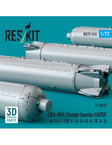CBU-89A cluster bombs GATOR (4 pcs) (A-10, F-15E, F-16, B-52, B-1B, B-2) (3D Printed) 