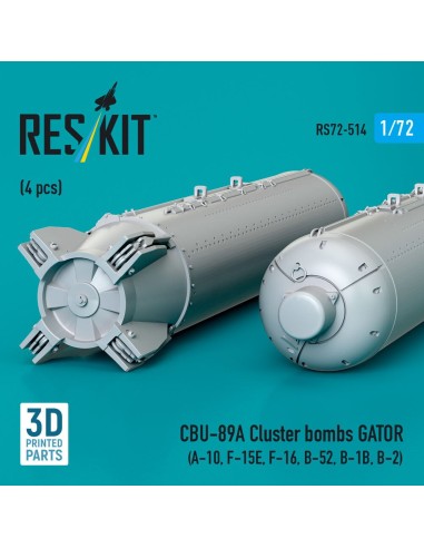 CBU-89A cluster bombs GATOR (4 pcs) (A-10, F-15E, F-16, B-52, B-1B, B-2) (3D Printed) 