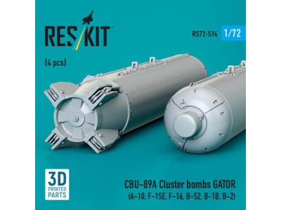 CBU-89A cluster bombs GATOR (4 pcs) (A-10, F-15E, F-16, B-52, B-1B, B-2) (3D Printed) 