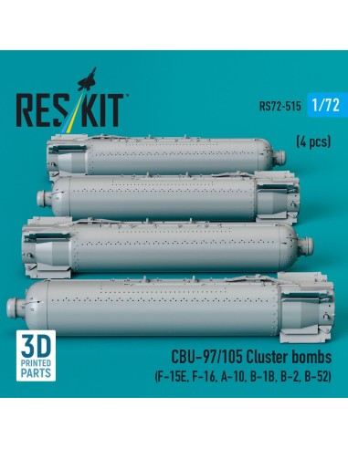CBU-97/105 cluster bombs (4 pcs) (F-15E, F-16, A-10, B-1B, B-2, B-52) (3D Printed) 