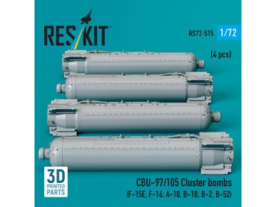 CBU-97/105 cluster bombs (4 pcs) (F-15E, F-16, A-10, B-1B, B-2, B-52) (3D Printed) 