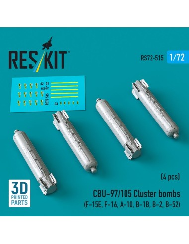 CBU-97/105 cluster bombs (4 pcs) (F-15E, F-16, A-10, B-1B, B-2, B-52) (3D Printed) 