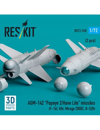 AGM-142 Popeye 2/Have Lite missiles (2 pcs) (F-16I, Kfir, Mirage 2000C, B-52H) (3D Printed) 