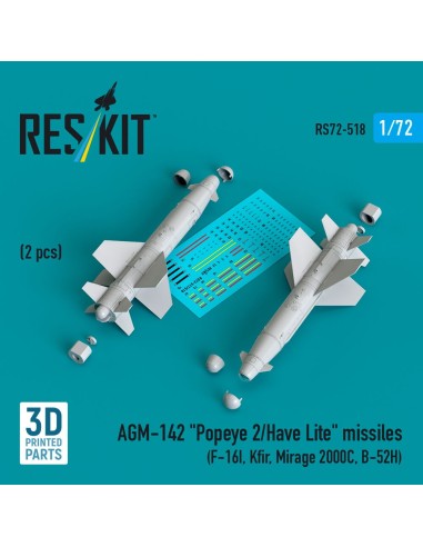 AGM-142 Popeye 2/Have Lite missiles (2 pcs) (F-16I, Kfir, Mirage 2000C, B-52H) (3D Printed) 
