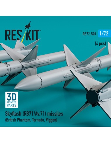 Skyflash (RB71/Av.71) missiles (4 pcs) (British Phantom, Tornado, Viggen) (3D Printed) 