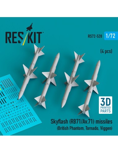 Skyflash (RB71/Av.71) missiles (4 pcs) (British Phantom, Tornado, Viggen) (3D Printed) 