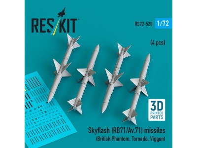 Skyflash (RB71/Av.71) missiles (4 pcs) (British Phantom, Tornado, Viggen) (3D Printed) 