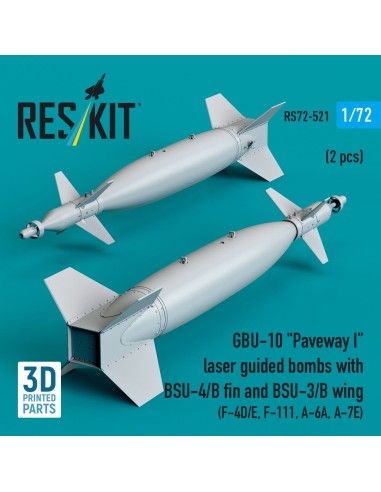 GBU-10 Paveway I laser guided bombs with BSU-4/B fin and BSU-3/B wing (2 pcs) (F-4D/E, F-111, A-6A, A-7E) (3D Printed) 