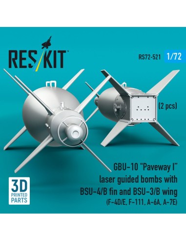 GBU-10 Paveway I laser guided bombs with BSU-4/B fin and BSU-3/B wing (2 pcs) (F-4D/E, F-111, A-6A, A-7E) (3D Printed) 