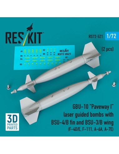 GBU-10 Paveway I laser guided bombs with BSU-4/B fin and BSU-3/B wing (2 pcs) (F-4D/E, F-111, A-6A, A-7E) (3D Printed) 