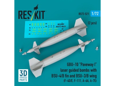 GBU-10 Paveway I laser guided bombs with BSU-4/B fin and BSU-3/B wing (2 pcs) (F-4D/E, F-111, A-6A, A-7E) (3D Printed) 