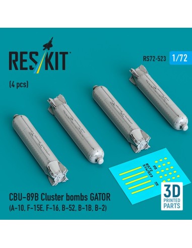 CBU-89B cluster bombs GATOR (4 pcs) (A-10, F-15E, F-16, B-52, B-1B, B-2) (3D Printed) 