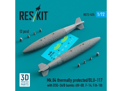 Mk.84 thermally protected/BLU-117 with BSU-36/B bombs (2 pcs) (AV-8B, F-14, F/A-18) (3D Printed) 