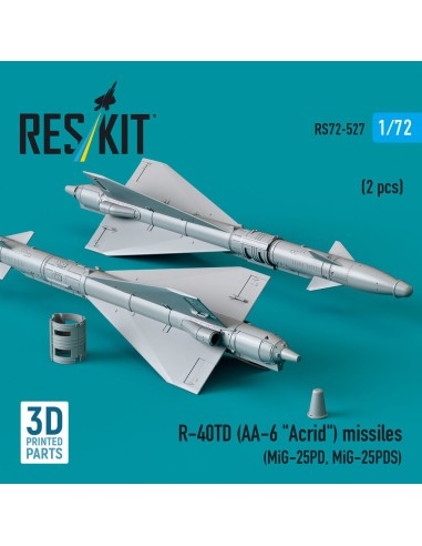 R-40TD (AA-6 Acrid) missiles (2 pcs) (MiG-25PD, MiG-25PDS) (3D Printed) 
