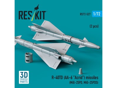 R-40TD (AA-6 Acrid) missiles (2 pcs) (MiG-25PD, MiG-25PDS) (3D Printed) 