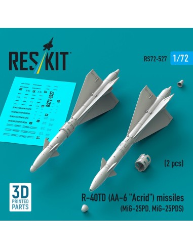 R-40TD (AA-6 Acrid) missiles (2 pcs) (MiG-25PD, MiG-25PDS) (3D Printed) 