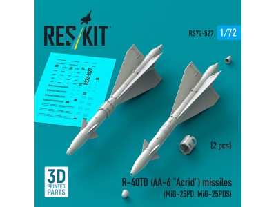 R-40TD (AA-6 Acrid) missiles (2 pcs) (MiG-25PD, MiG-25PDS) (3D Printed) 