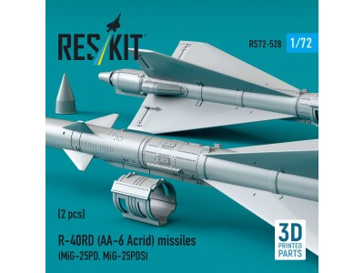 R-40RD (AA-6 Acrid) missiles (2 pcs) (MiG-25PD, MiG-25PDS) (3D Printed) 