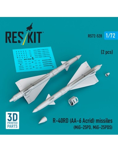 R-40RD (AA-6 Acrid) missiles (2 pcs) (MiG-25PD, MiG-25PDS) (3D Printed) 
