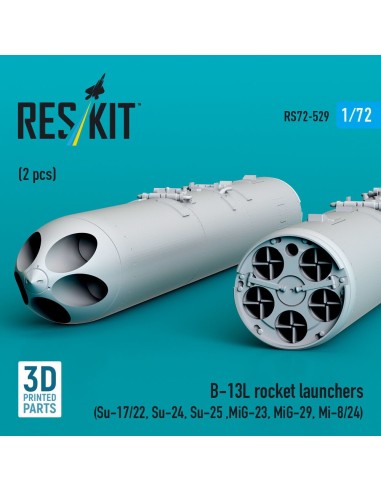 B-13L rocket launchers (2 pcs) (Su-17/22, Su-24, Su-25 ,MiG-27, MiG-29) (3D Printed) 