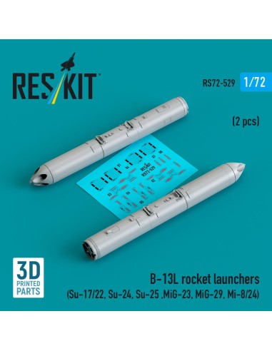 B-13L rocket launchers (2 pcs) (Su-17/22, Su-24, Su-25 ,MiG-27, MiG-29) (3D Printed) 