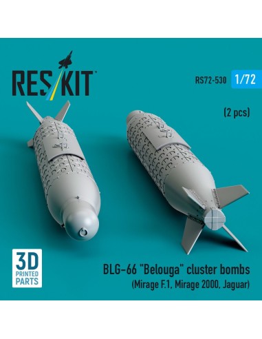 BLG-66 Belouga cluster bombs (2 pcs) (Mirage F.1, Mirage 2000, Jaguar) (3D Printed) 