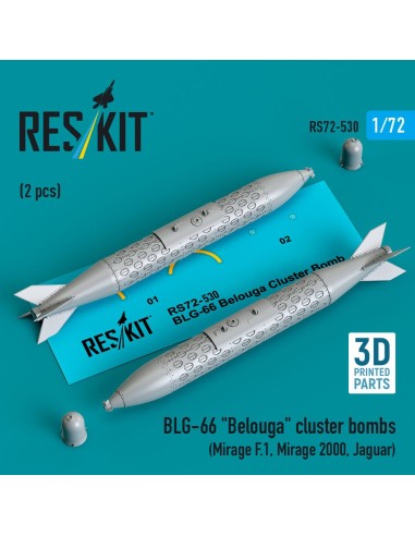 BLG-66 Belouga cluster bombs (2 pcs) (Mirage F.1, Mirage 2000, Jaguar) (3D Printed) 