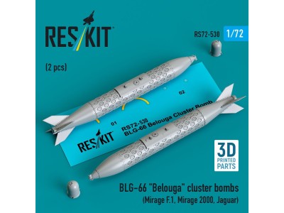 BLG-66 Belouga cluster bombs (2 pcs) (Mirage F.1, Mirage 2000, Jaguar) (3D Printed) 