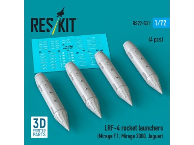 LRF-4 rocket launchers (4 pcs) (Mirage F.1, Mirage 2000, Jaguar) (3D Printed) 