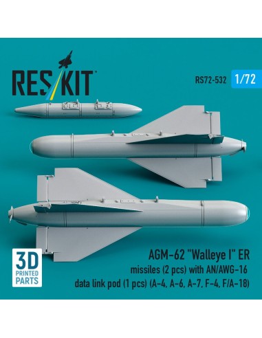AGM-62 Walleye I ER missiles (2 pcs) with AN/AWG-16 data link pod (1 pcs) (A-4, A-6, A-7, F-4, F/A-18) (3D Printed) 
