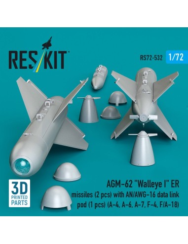 AGM-62 Walleye I ER missiles (2 pcs) with AN/AWG-16 data link pod (1 pcs) (A-4, A-6, A-7, F-4, F/A-18) (3D Printed) 