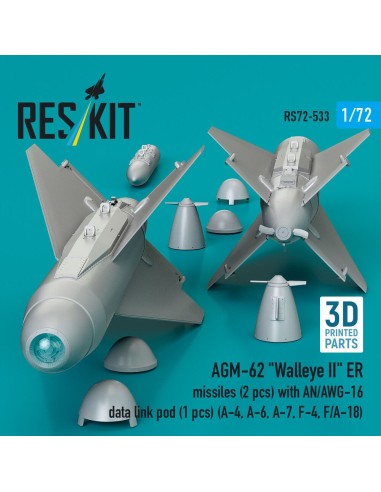 AGM-62 Walleye II ER missiles (2 pcs) with AN/AWG-16 data link pod (1 pcs) (A-4, A-6, A-7, F-4, F/A-18) (3D Printed) 