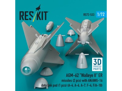 AGM-62 Walleye II ER missiles (2 pcs) with AN/AWG-16 data link pod (1 pcs) (A-4, A-6, A-7, F-4, F/A-18) (3D Printed) 