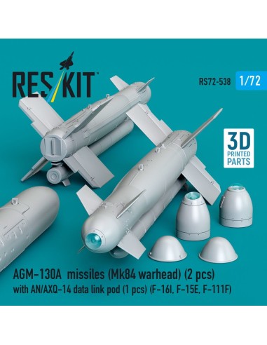 AGM-130A missiles (Mk84 warhead) (2 pcs) with AN/AXQ-14 data link pod (1 pcs) (F-16I, F-15E, F-111F) (3D Printed) 