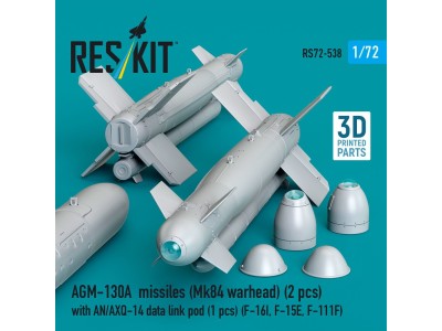 AGM-130A missiles (Mk84 warhead) (2 pcs) with AN/AXQ-14 data link pod (1 pcs) (F-16I, F-15E, F-111F) (3D Printed) 