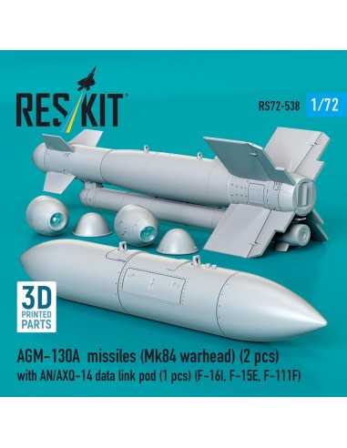 AGM-130A missiles (Mk84 warhead) (2 pcs) with AN/AXQ-14 data link pod (1 pcs) (F-16I, F-15E, F-111F) (3D Printed) 