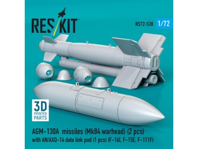 AGM-130A missiles (Mk84 warhead) (2 pcs) with AN/AXQ-14 data link pod (1 pcs) (F-16I, F-15E, F-111F) (3D Printed) 