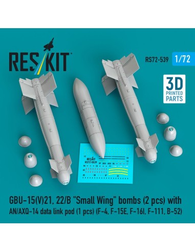 GBU-15(V)21,22/B Small Wing bombs (2 pcs) with AN/AXQ-14 data link pod (1 pcs) (F-4, F-15E, F-16I, F-111, B-52) (3D Printed) 