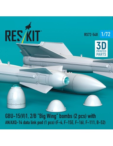 GBU-15(V)1,2/B Big Wing bombs (2 pcs) with AN/AXQ-14 data link pod (1 pcs) (F-4, F-15E, F-16I, F-111, B-52) (3D Printed) 