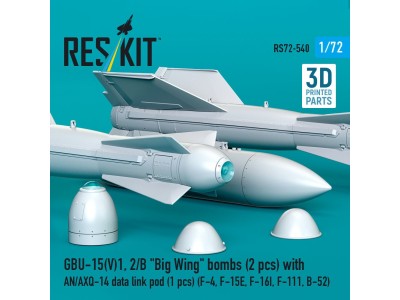 GBU-15(V)1,2/B Big Wing bombs (2 pcs) with AN/AXQ-14 data link pod (1 pcs) (F-4, F-15E, F-16I, F-111, B-52) (3D Printed) 