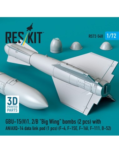 GBU-15(V)1,2/B Big Wing bombs (2 pcs) with AN/AXQ-14 data link pod (1 pcs) (F-4, F-15E, F-16I, F-111, B-52) (3D Printed) 