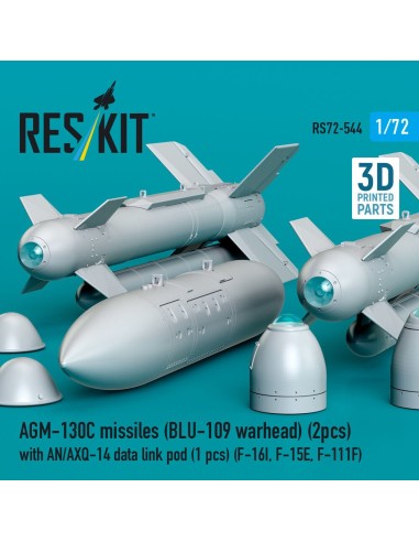 AGM-130C missiles (BLU-109 warhead) (2 pcs) with AN/AXQ-14 data link pod (1 pcs) (F-16I, F-15E, F-111F) (3D Printed) 