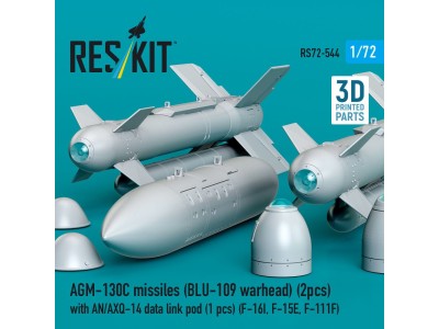 AGM-130C missiles (BLU-109 warhead) (2 pcs) with AN/AXQ-14 data link pod (1 pcs) (F-16I, F-15E, F-111F) (3D Printed) 