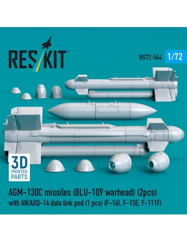 AGM-130C missiles (BLU-109 warhead) (2 pcs) with AN/AXQ-14 data link pod (1 pcs) (F-16I, F-15E, F-111F) (3D Printed) 