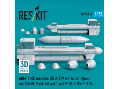 AGM-130C missiles (BLU-109 warhead) (2 pcs) with AN/AXQ-14 data link pod (1 pcs) (F-16I, F-15E, F-111F) (3D Printed) 