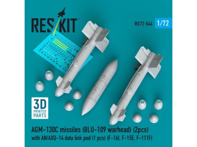 AGM-130C missiles (BLU-109 warhead) (2 pcs) with AN/AXQ-14 data link pod (1 pcs) (F-16I, F-15E, F-111F) (3D Printed) 