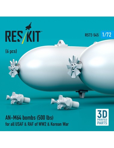AN-M64 bombs (500 lbs) for all USAF & RAF of WW2 & Korean War (6 pcs) (3D Printed) 